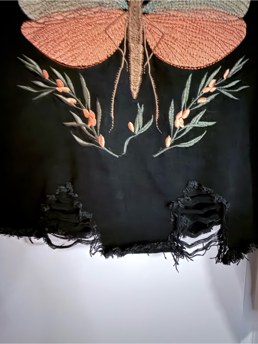NWT Disturbia Griffinfly Embroidered Distressed Black Denim Jacket US10 sold out - Picture 6 of 13